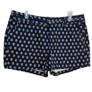 Gap City 3 Inch Chino Shorts Women's Size 12 Floral Print Blue Mid Rise Casual